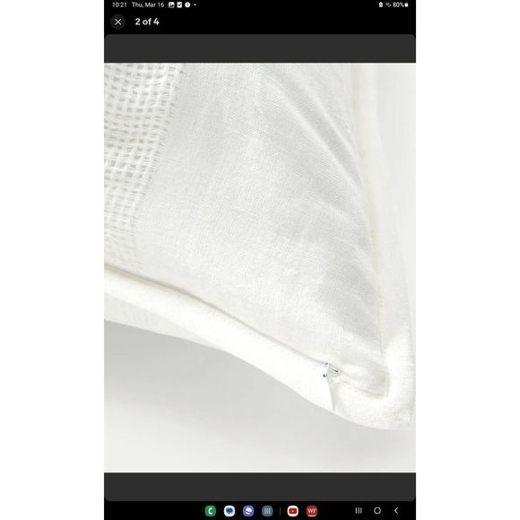 Ralph Lauren TEXTURE STRIPE White Cotton Linen Euro European Pillow Sham 26"x26" - Picture 8 of 11